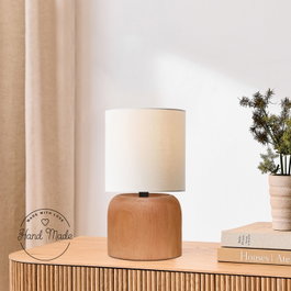 Opviq Lámpara de sobremesa de madera en beige y crema